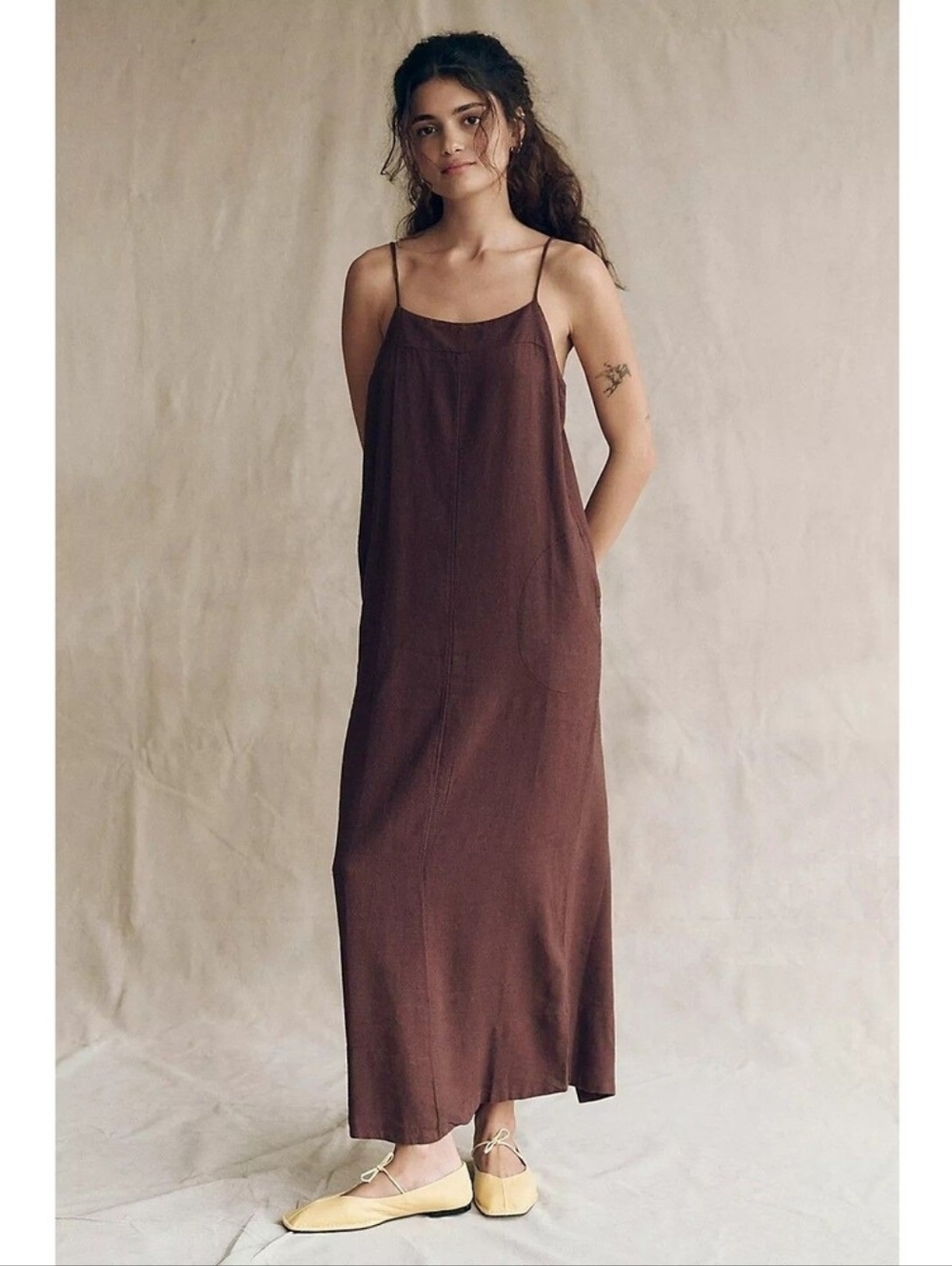Free People Free-est Aspen Linen Maxi Dress Cami Sleeveless Slip XS NWT - Picture 4 of 11